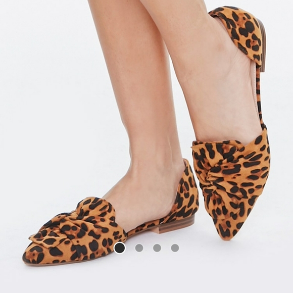 Shoes - Forever21 Pointed Leopard Print Flats